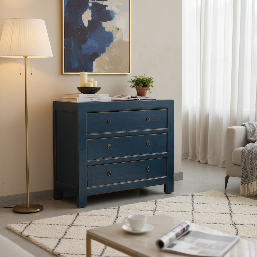 MOBILE CASSETTIERA LACCA BLU 3C