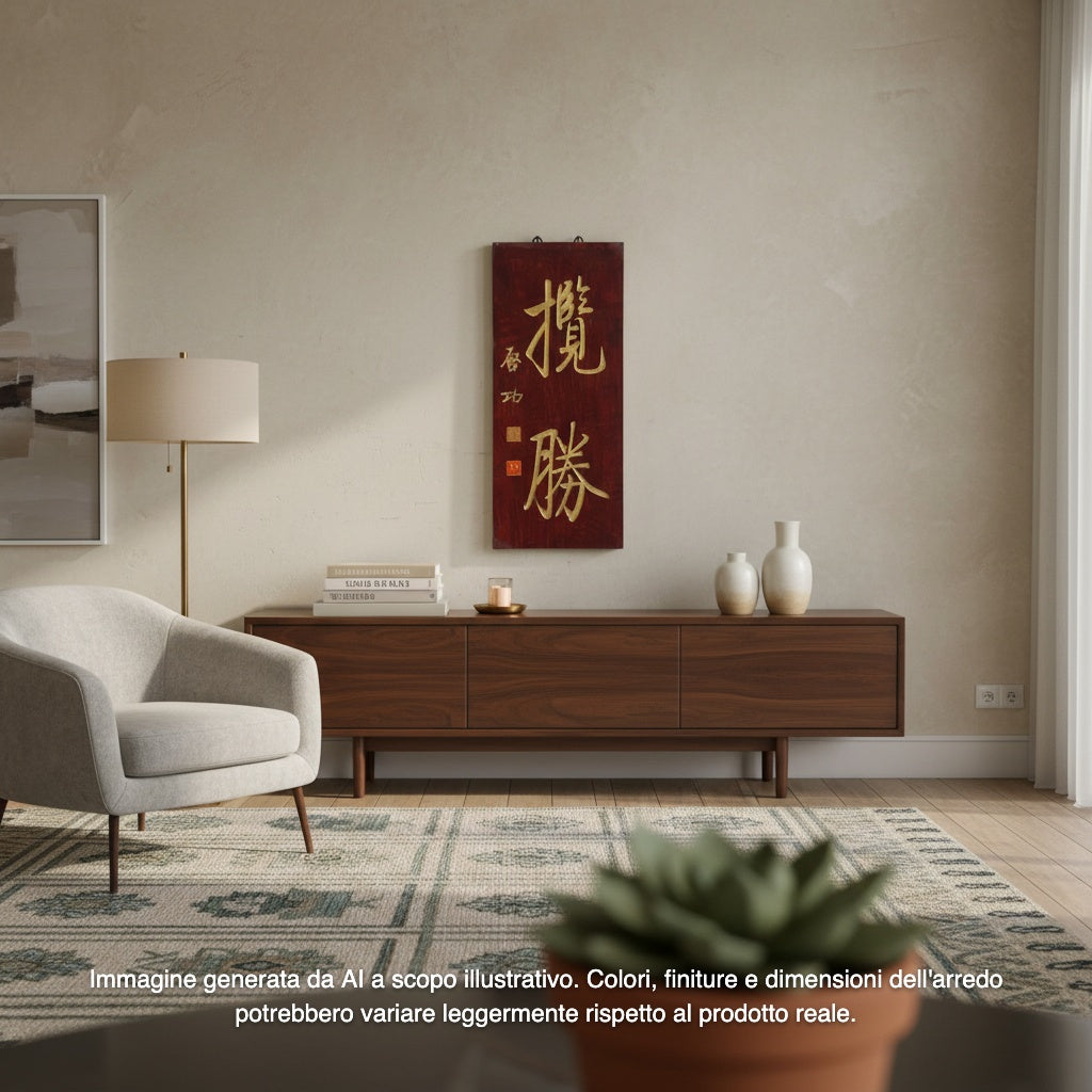 PANNELLO CON IDEOGRAMMI DORATI