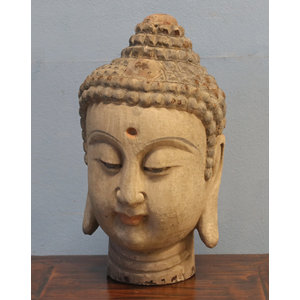 STATUE - TESTA DI BUDDHA LIGNEA  - SS-01617