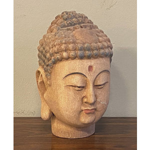 STATUE - PICCOLA TESTA DI BUDDHA LIGNEA - SS-01752