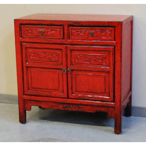 CREDENZINE, STIPI - CREDENZINO CINESE IN LACCA ROSSA - CS-03314