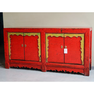 CREDENZE, MADIE - CREDENZA CINESE LACCA BICOLORE ANTE CON FRAME INTAGLIATO - CM-06054