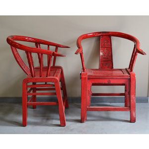 7219  sedia cinese a pozzetto lacca rossa