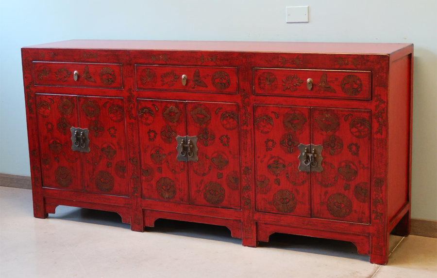 CREDENZE, MADIE - CREDENZA CINESE DI SHANXI TRIPLO VANO - CM-07569