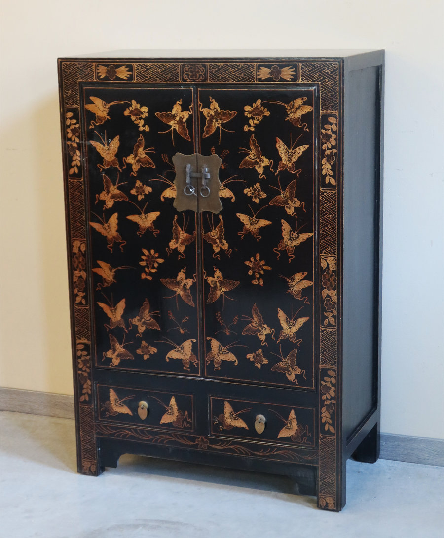 CREDENZINE, STIPI - ARMADIETTO SHANXI DECORO FARFALLE - CS-07725