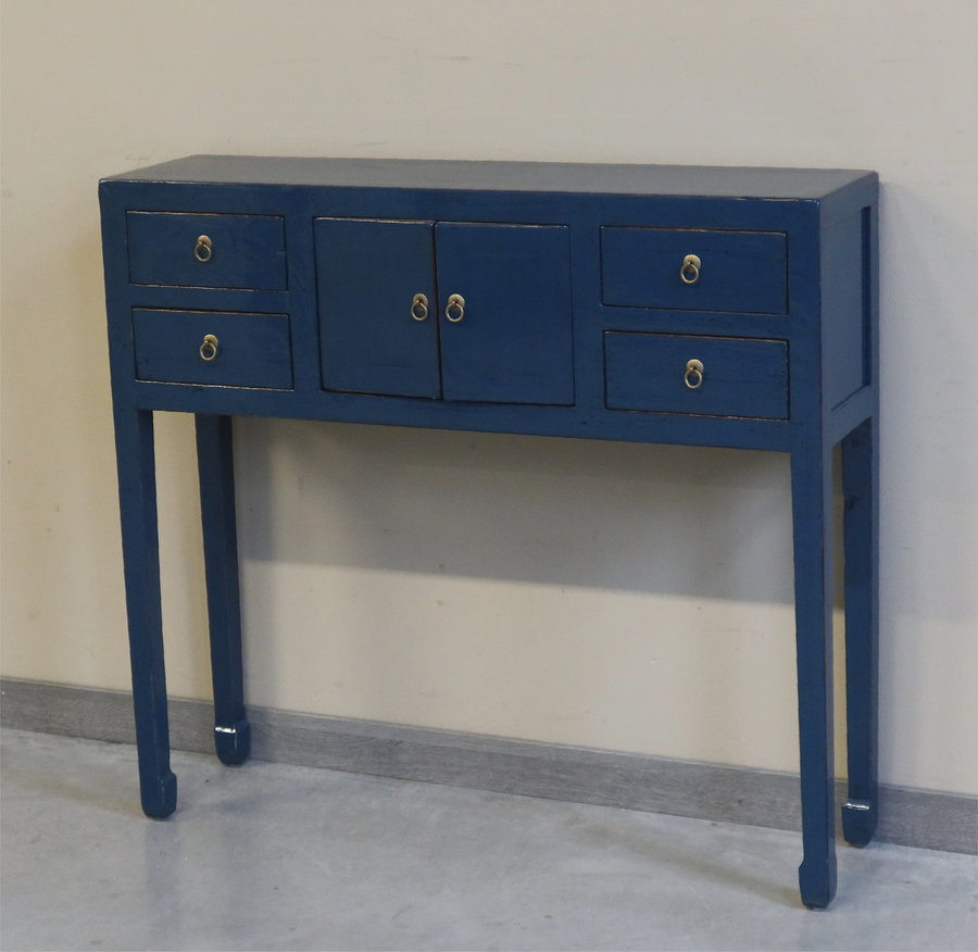 TAVOLI, CONSOLLES, SCRITTOI - CONSOLLE CINESE LACCA BLU - TC-07903