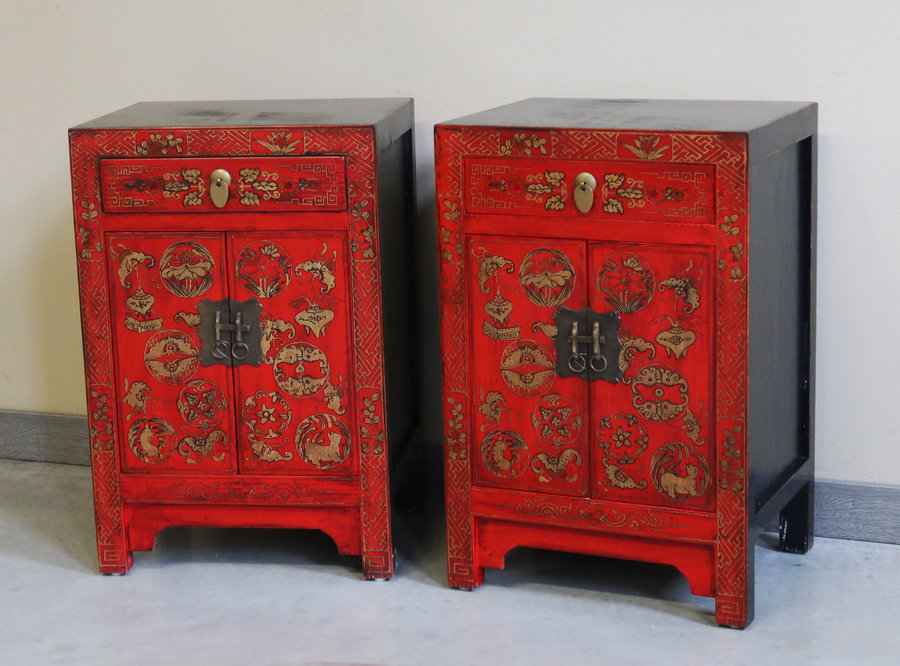 CREDENZINE, STIPI - COMODINO CINESE SHANXI DECORATO - CS-07936
