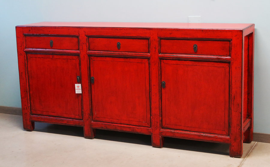 CREDENZE, MADIE - GRANDE CREDENZA MONGOLIA LACCA ROSSA - CM-08044