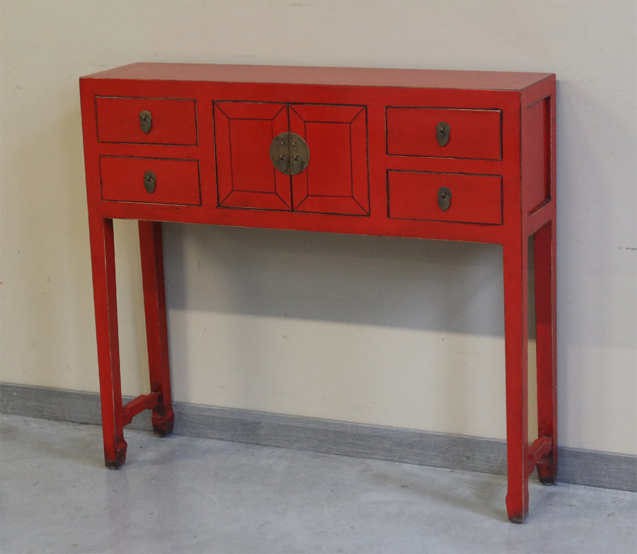 TAVOLI, CONSOLLES, SCRITTOI - CONSOLLE CINESE LACCA ROSSA - TC-08084