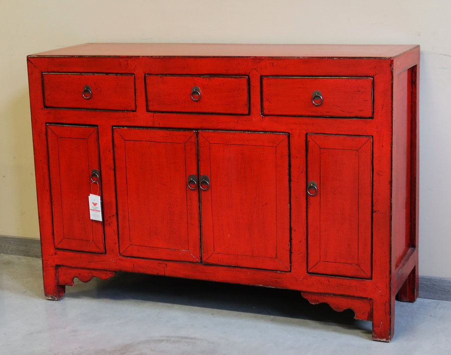 CREDENZE, MADIE - BUFFET CINESE DI TIANJIN LACCA ROSSA - CM-08196