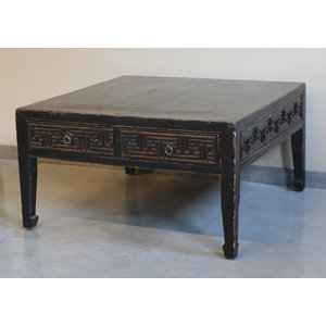 TAVOLI, TAVOLINI BASSI - TAVOLO OLMO CINESE QUADRO 4C E INTAGLI - TT-08511