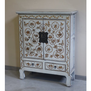 CREDENZINE, STIPI - CREDENZINA CINESE DECORATA GAMBE AD ARCO - CS-08514