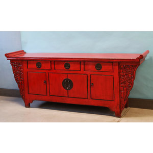 CREDENZE, MADIE - CREDENZA CINESE AD ALTARE LACCA ROSSA - CM-08601