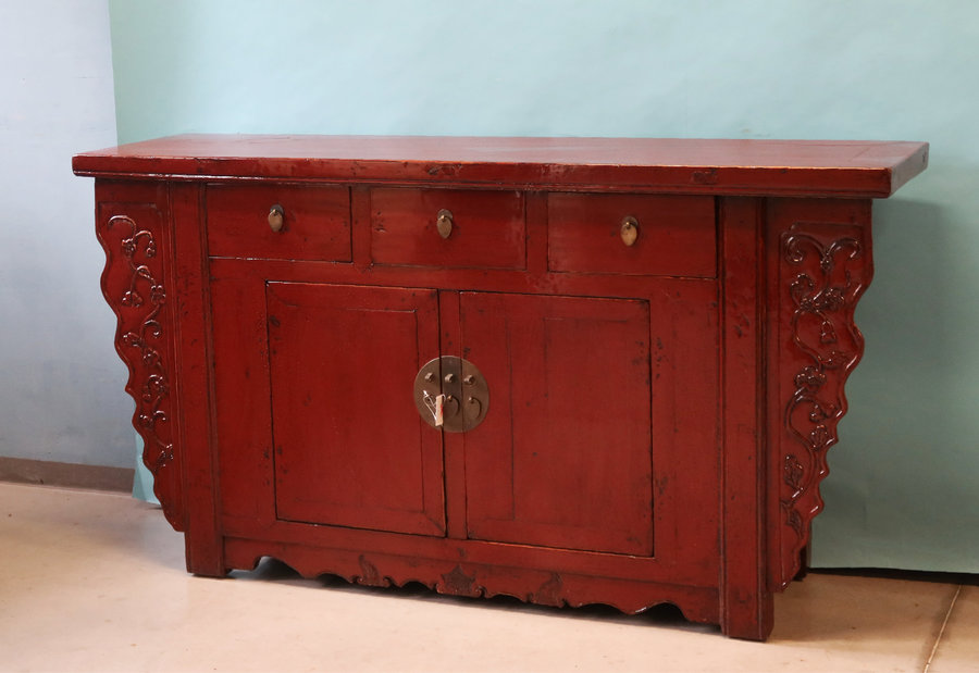 CREDENZE, MADIE - CREDENZA ALTARE DI PECHINO LACCA BORDEAUX - CM-08643