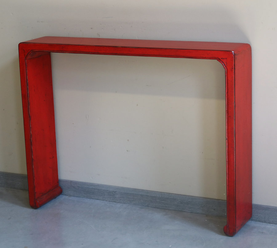 TAVOLI, CONSOLLES, SCRITTOI - CONSOLLE CINESE RIGOROSA LACCA ROSSA - TC-08779