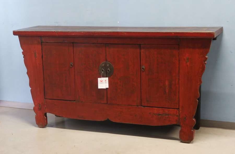 CREDENZE, MADIE - CREDENZA CINESE AD ALTARE CON DECORO LIEVE - CM-08928