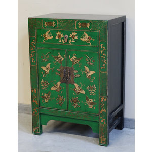 CREDENZINE, STIPI - CREDENZINO SHANXI LACCA VERDE DECORATA - CS-09074