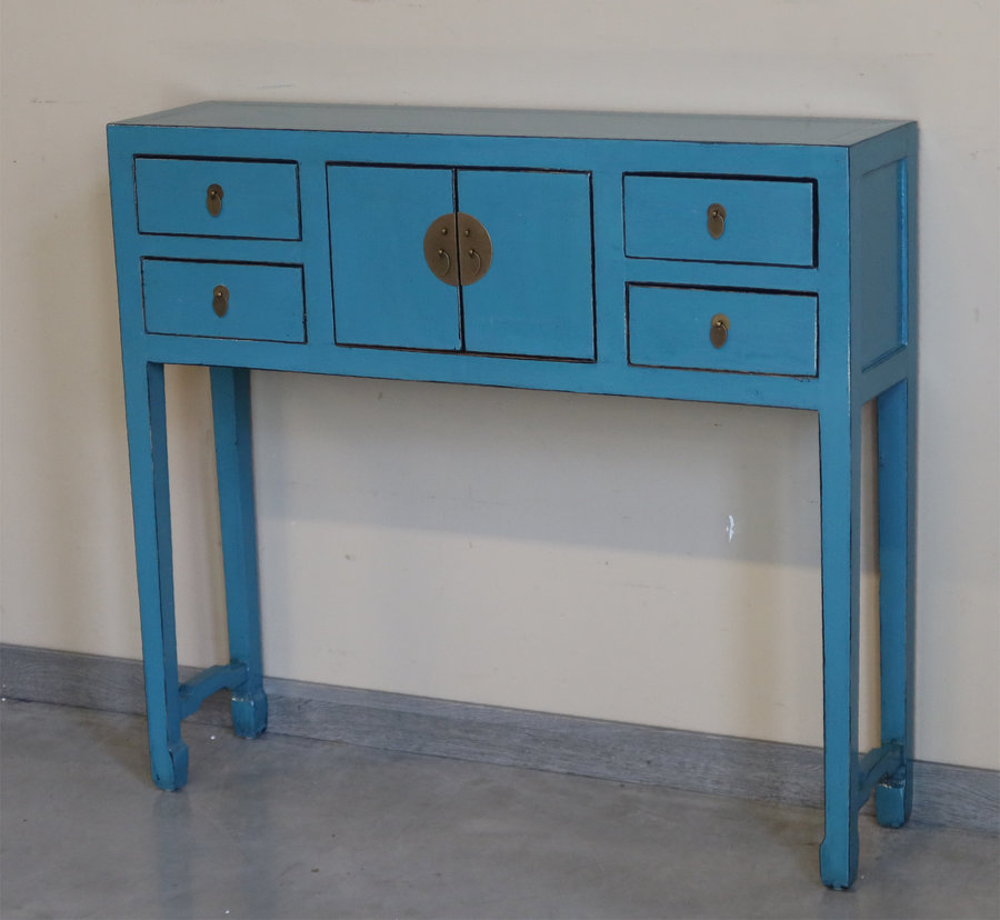 TAVOLI, CONSOLLES, SCRITTOI - CONSOLLE CINESE LACCA AZZURRA - TC-09177