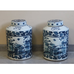 VASI - VASO CINESE CILINDRICO IN CERAMICA DECORATA  - VV-09207