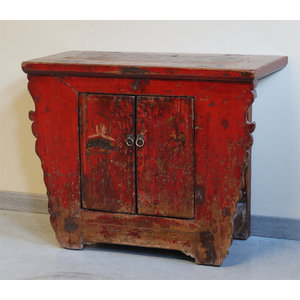 CREDENZINE, STIPI - CREDENZINO AD ALTARE CINESE LACCA ROSSA - CS-09209