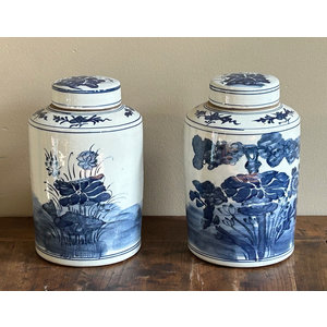 VASI - VASO CILINDRICO IN CERAMICA DECORATA CON COPERCHIO - VV-09226