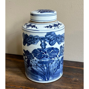 VASI - VASO CILINDRICO IN CERAMICA DECORATA CON COPERCHIO - VV-09226