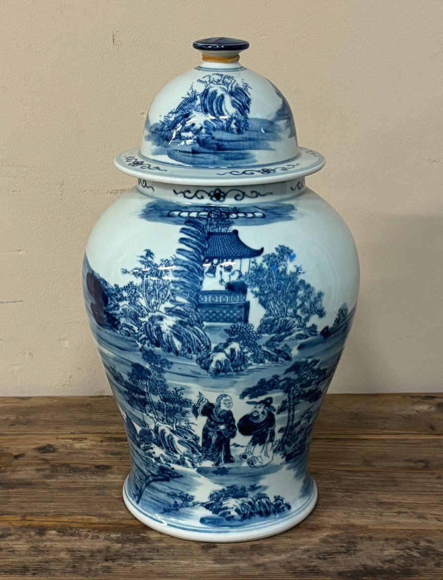 VASI - VASO CINESE AD ANFORA DECORATO CON COPERCHIO - VV-09270