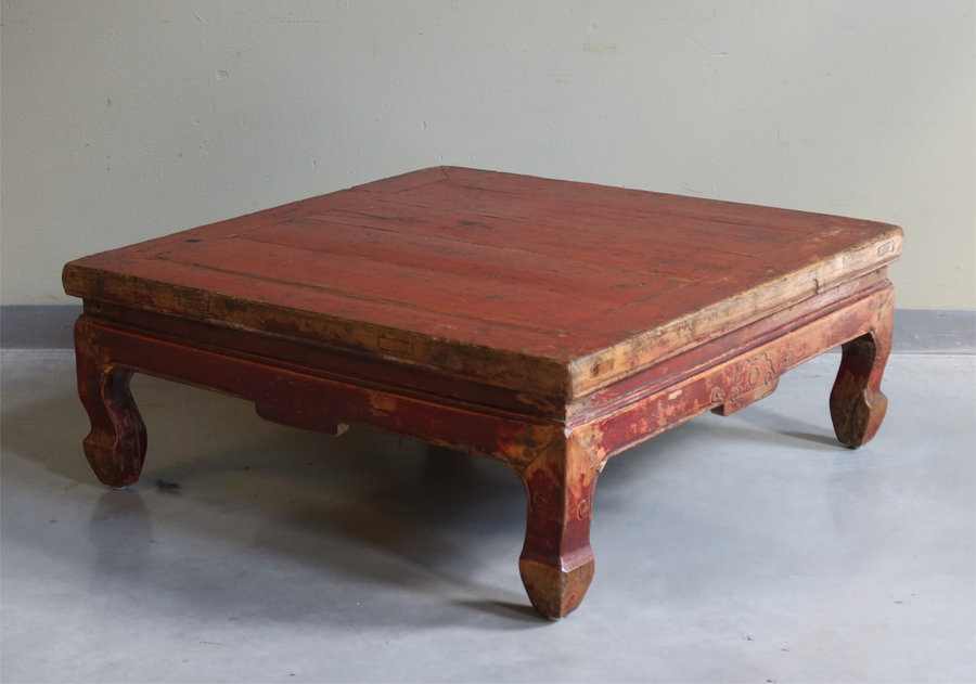 TAVOLI, TAVOLINI BASSI - TAVOLINO OLMO CINESE LACCA ROSSA - TT-09276
