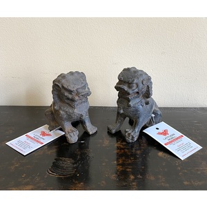STATUE - COPPIA DI STATUETTE CINESI "LEONCANI" GUARDIANI IN FERRO - SS-09300