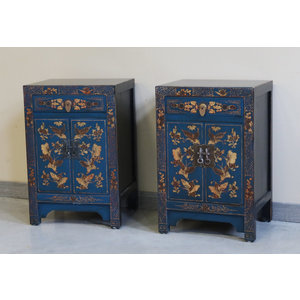 CREDENZINE, STIPI - COMODINO CINESE LACCA BLU - CS-09311