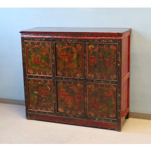 CREDENZE, MADIE - CREDENZA TIBET A FORMELLE DECORATE - CM-09334