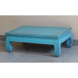 TAVOLI, TAVOLINI BASSI - TAVOLINO CINESE LACCA CELESTE GAMBE ARCUATE - TT-09554