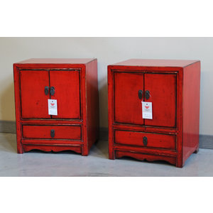 CREDENZINE, STIPI - COMODINO CINESE LACCA ROSSA - CS-09559