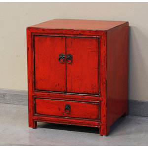 CREDENZINE, STIPI - COMODINO LACCA ROSSA 2 ANTE E CASSETTO - CS-09567