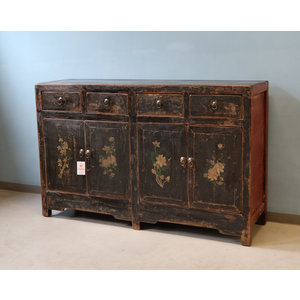 CREDENZE, MADIE - BUFFET CINESE DEL GANZU NERO DECORATO - CM-09650