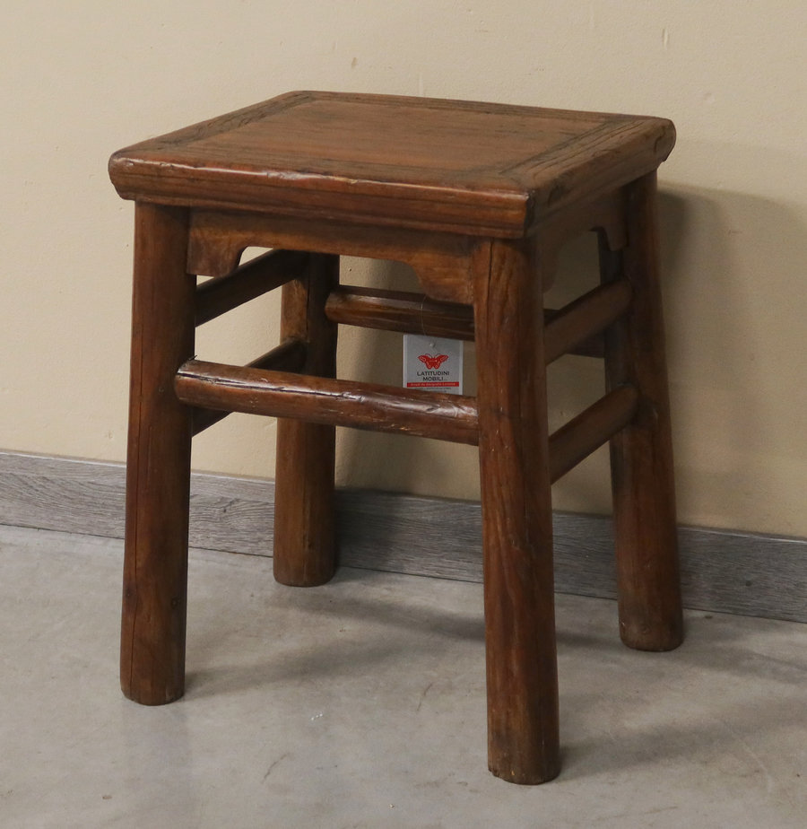 SEDIE, PANCHE - SGABELLO OLMO CINESE A TRAPEZIO  - SP-09678