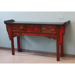 TAVOLI, CONSOLLES, SCRITTOI - CONSOLLE MONGOLIA DECORATA AD ALTARE - TC-09822