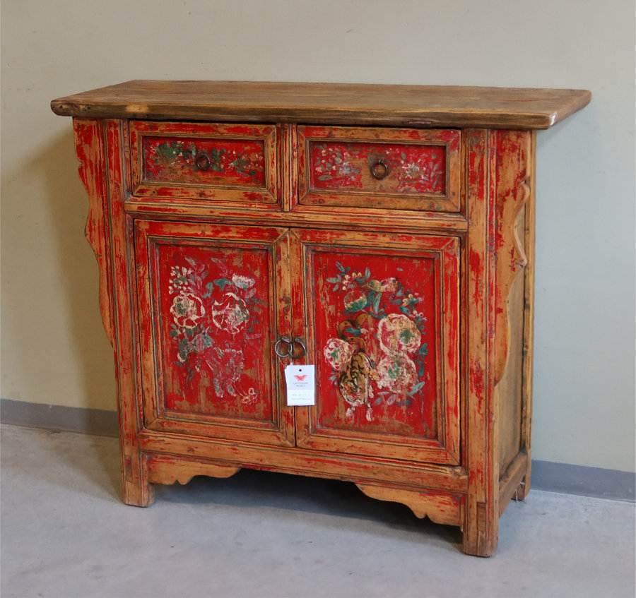 CREDENZE, MADIE - CREDENZA DECORATA DELLA MONGOLIA CON TOP AGGETTANTE - CM-09844