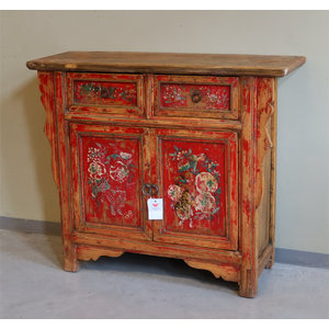 CREDENZE, MADIE - CREDENZA DECORATA DELLA MONGOLIA CON TOP AGGETTANTE - CM-09844