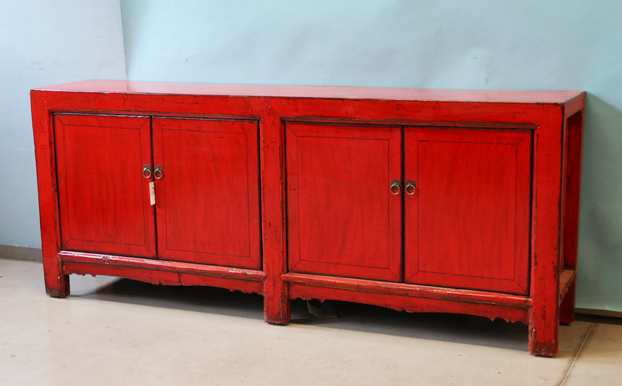 CREDENZE, MADIE - CREDENZA MONGOLIA LACCA ROSSA 4 ANTE - CM-10063