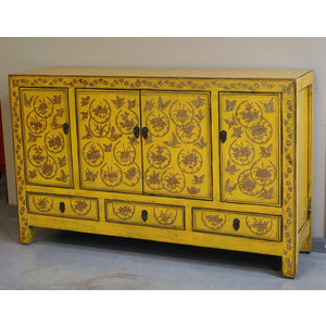 CREDENZE, MADIE - BUFFET SHANXI LACCA GIALLA DECORATA - CM-10093