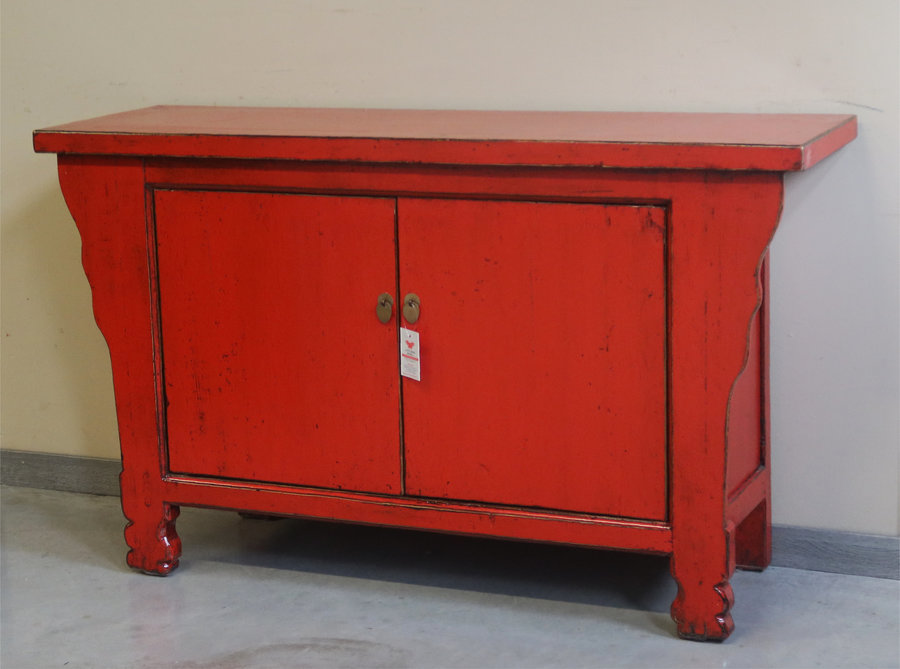 CREDENZE, MADIE - CREDENZA AD ALTARE 2A LACCA ROSSA - CM-10146