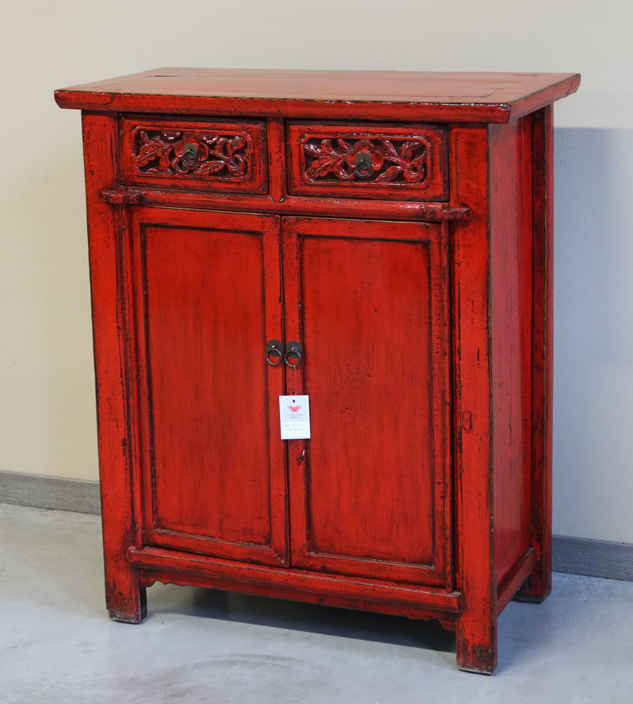 CREDENZINE, STIPI - ALTO CREDENZINO IN LACCA ROSSA 2A2C - CS-10265