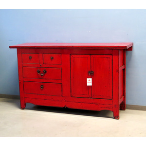 CREDENZE, MADIE - CREDENZA ASIMMETRICA LACCA ROSSA TOP AGGETTANTE - CM-10457