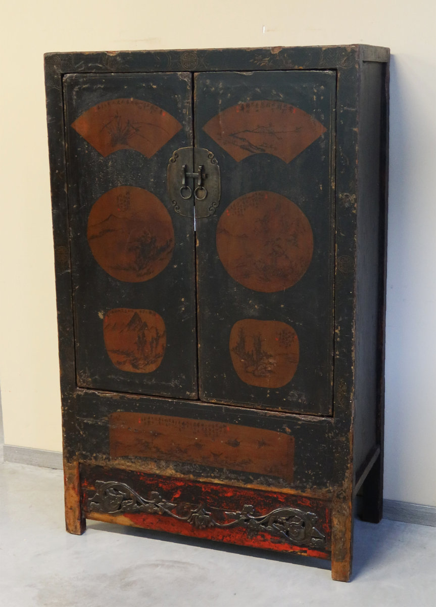 ARMADI - ARMADIO SHANXI NERO DECORATO - AA-10550