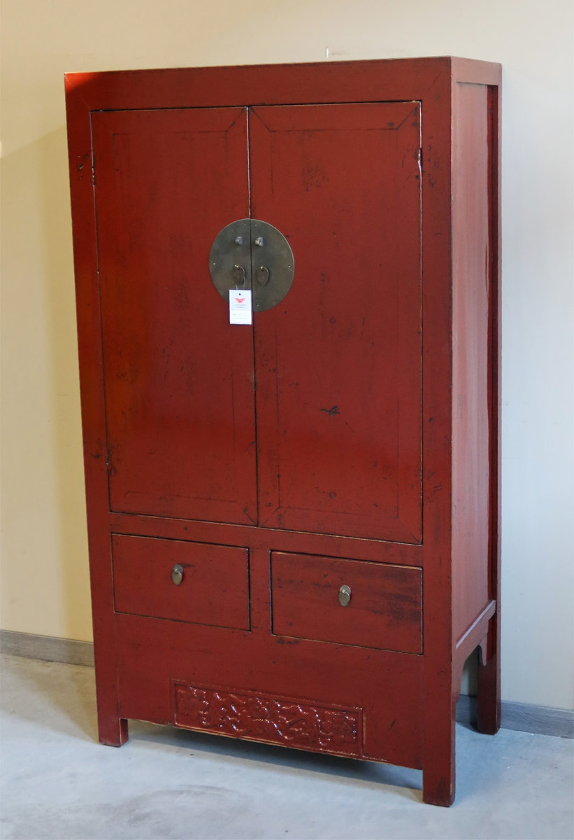 ARMADI - ARMADIO CINESE DELLO SHANDONG LACCA BORDEAUX - AA-10569