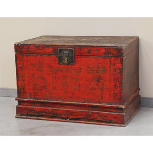 BAULI - BAULE CINESE IN LACCA ROSSA CON DECORO LIEVE - BB-10771