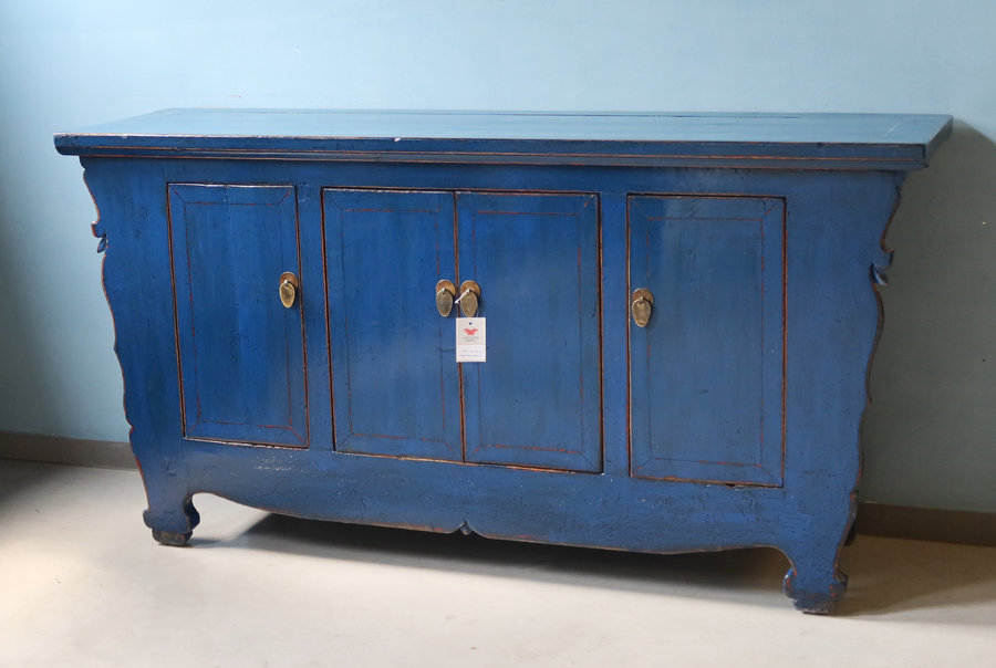 CREDENZE, MADIE - CREDENZA CINESE DEL GANZU AD ALTARE LACCA BLU - CM-10775