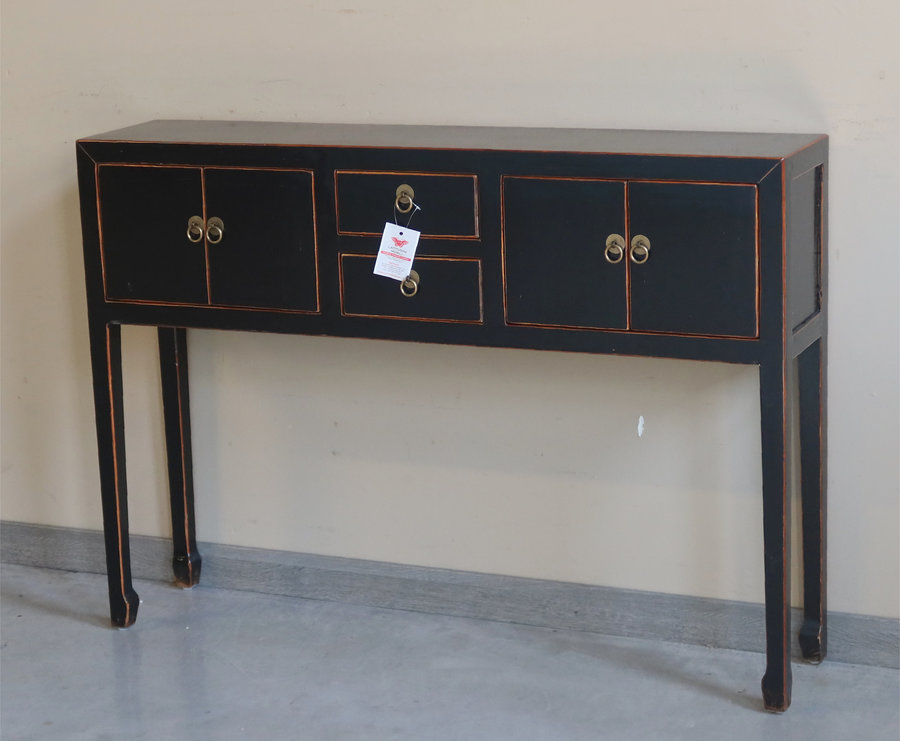 TAVOLI, CONSOLLES, SCRITTOI - CONSOLLE CINESE LACCA NERA - TC-10880