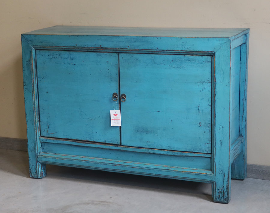 CREDENZE, MADIE - CREDENZA CNESE LACCA AZZURRA 2 ANTE - CM-10941